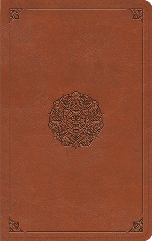 ESV Large Print Value Thinline Bible (TruTone®, English Saddle, Emblem Design)