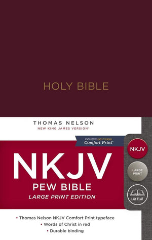 NKJV Large Print Pew Bible (Hardcover, Burgundy)