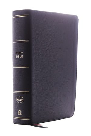 NKJV Single Column Reference Bible (Genuine Leather, Black)