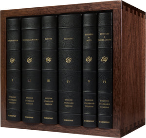 ESV Reader's Bible, Six-Volume Set | Goatskin over Board with Walnut Slipcase by Bible (9781433565656) Reformers Bookshop