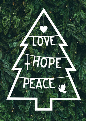 Love, Hope, Peace Christmas Tree - Christmas Cards (6lovehope)